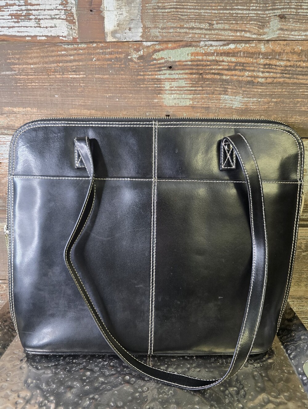 Wilsons Leather Black Leather Laptop Tote Business Briefcase Work Bag
